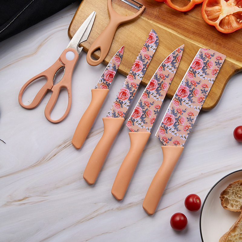 不锈钢彩色印花套刀家用厨房辅食
